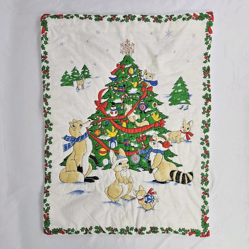Vintage Baby Crib Quilt Christmas Blanket Wall Hanging Decor Grandmacore